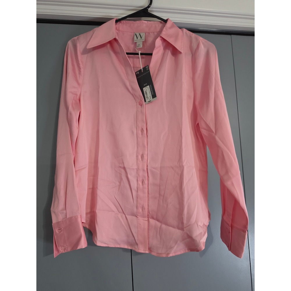 NWT Worthington Button Down Shirt PS Candy Pink Petite Small Long Sleeve Blouse